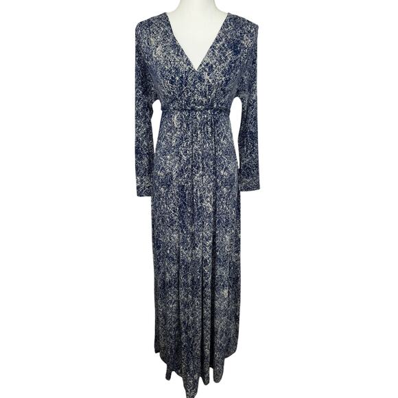 Rachel Pally Empire Waist Long Sleeve Maxi Dress Women Small‎ Blue V-Neck Modal - Picture 1 of 13